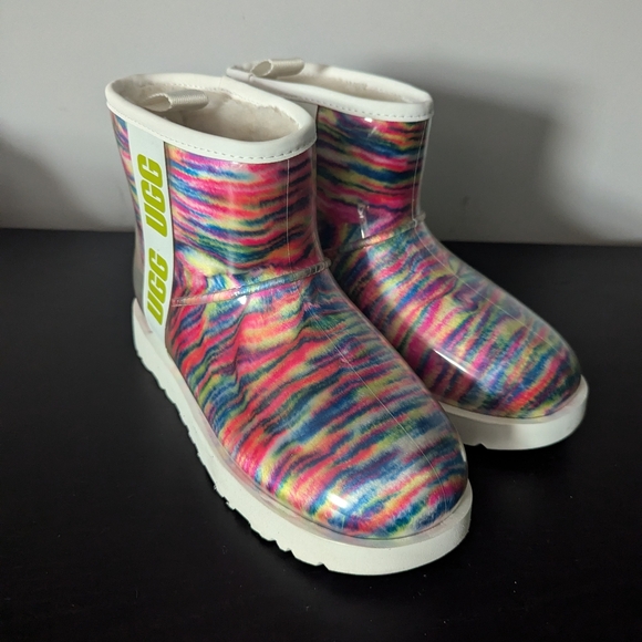 UGG Classic Waterproof Clear Mini Pixelate Boots Multicolor size 6 - Picture 2 of 7